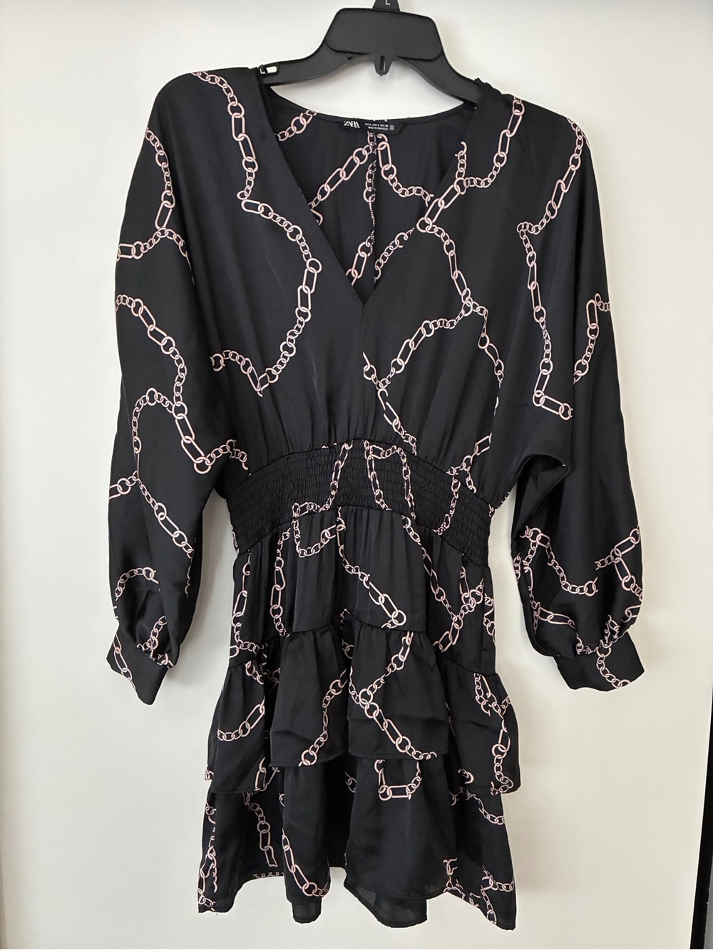 ZARA CHAIN PRINT DRESS Black/Pink Size S - Picture 3 of 10